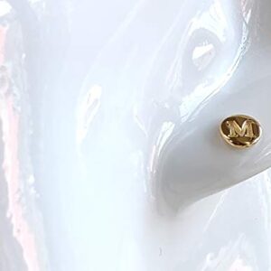 LaTisoro 925 Solid Sterling Gold Plated Tiny Round Letter "M" Initial A-Z Circle Stud Mini Earrings