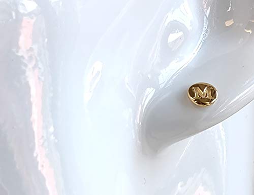 LaTisoro 925 Solid Sterling Gold Plated Tiny Round Letter "M" Initial A-Z Circle Stud Mini Earrings