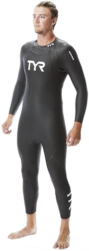 TYR mens Tyr Men's Hurricane Wetsuit Cat 2 Swimsuit, Black, Medium