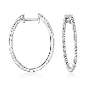 ross-simons 0.25 ct. t.w. diamond inside-outside hoop earrings in sterling silver