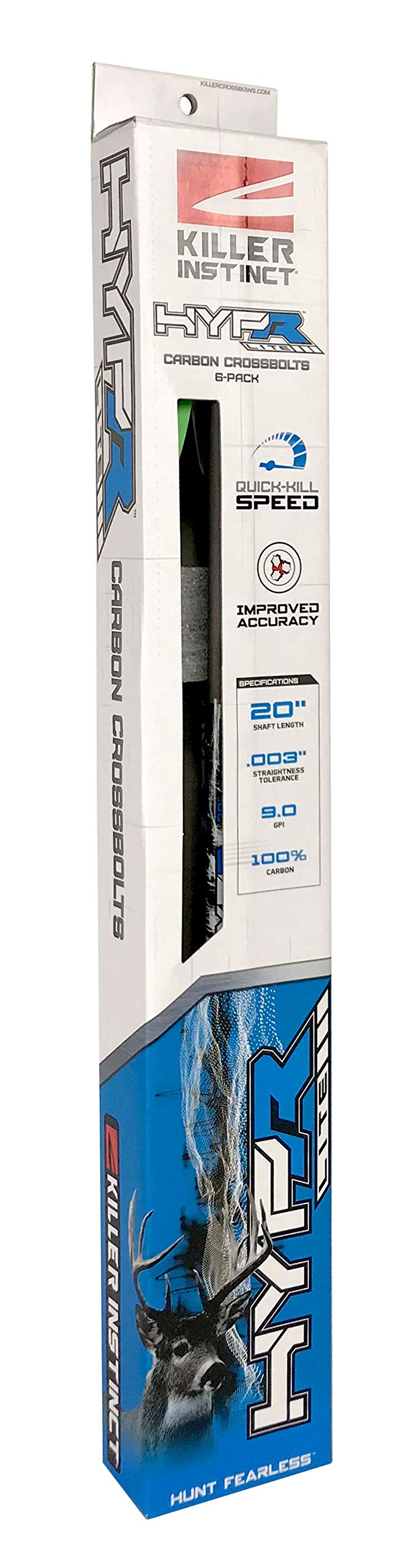 Killer Instinct Hypr Lite Crossbow Bolts 20 inch (6 Pack). These High Velocity Bolts Come in at 370 Grains. Add Them to Your Hunting Accessories on Your Next Outing!