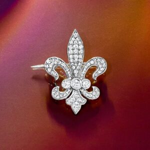 Ross-Simons 1.00 ct. t.w. Diamond Fleur-De-Lis Pin in Sterling Silver