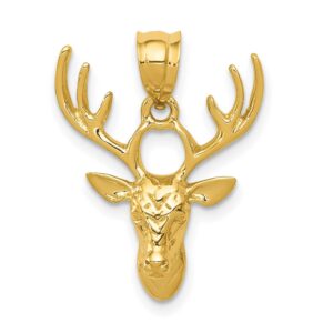 jewelry stores network 14k yellow gold polished deer head and antlers pendant 20 mm x 18 mm