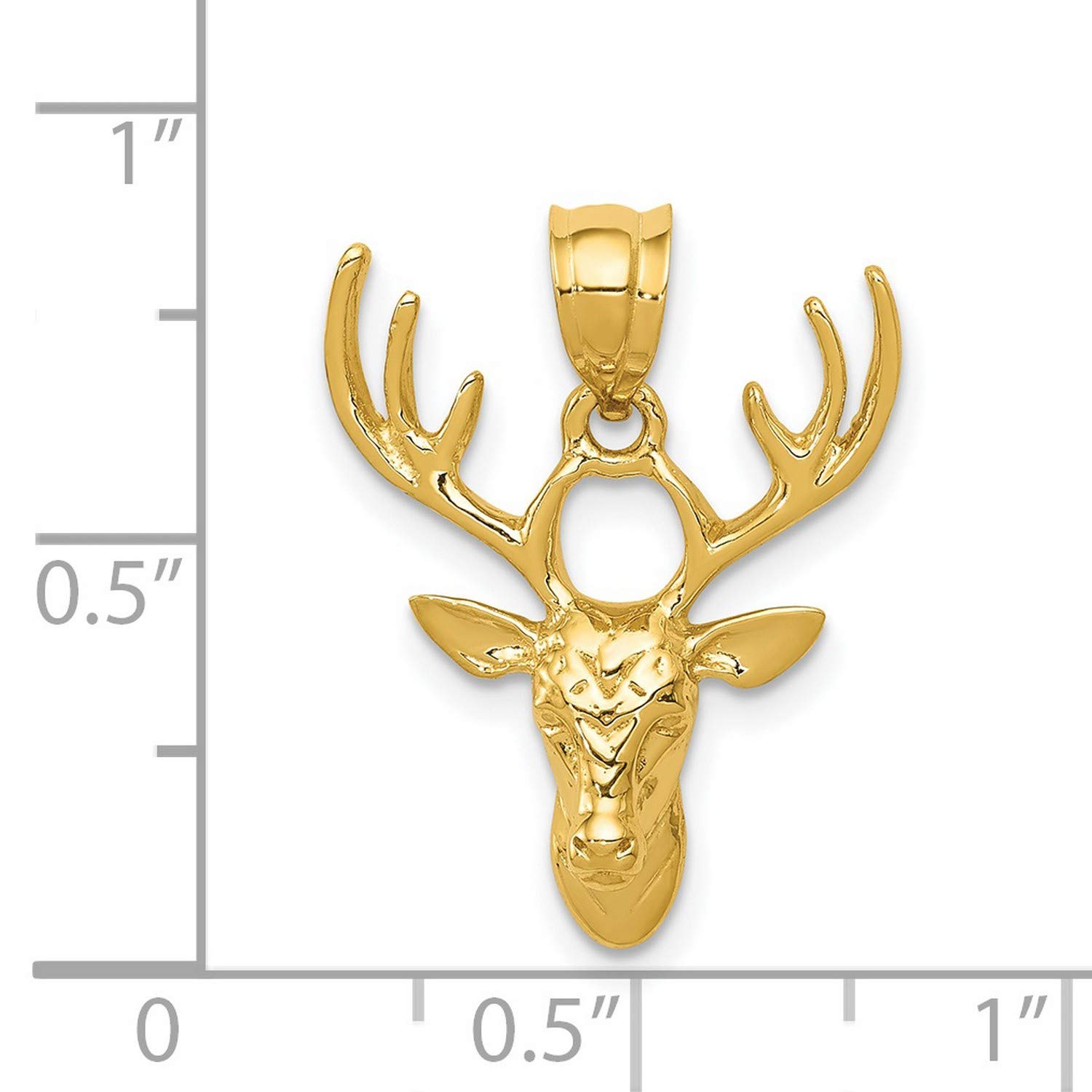 Jewelry Stores Network 14k Yellow Gold Polished Deer Head And Antlers Pendant 20 mm x 18 mm