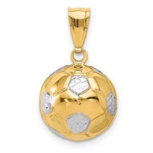 14k yellow gold two tone soccer ball pendant 19 mm x 12 mm