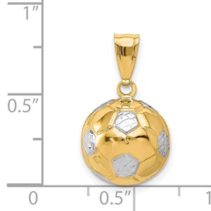 14k Yellow Gold Two Tone Soccer Ball Pendant 19 mm x 12 mm