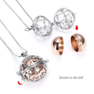 Minicremation Cremation Jewelry Urn Pendant Necklace for Ashes with Hollow Ball Keepsake Memorial Jewelry for Ashes (Rose Gold)