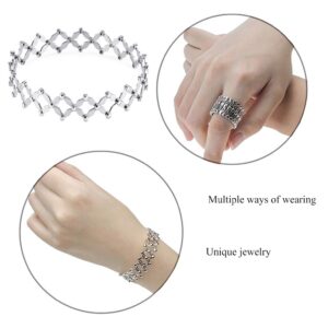 memorial jewelry Magic 3-in-1 Folding Retractable Ring Bracelet Stainless Steel Bracelet Telescopic Rings Bracelet