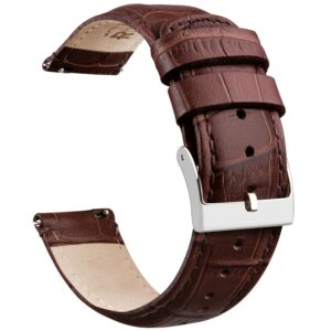 Ritche Genuine 22mm Alligator Grain Watch Band Classic Vintage Quick Release Watch Straps Dark Brown crocodile Leather Watch Bands for Men Women, Valentine's day gifts for him or her