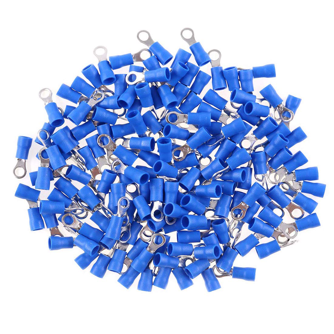 100Pcs 16-14AWG Insulated Terminals Ring Electrical Wire Crimp Connectors