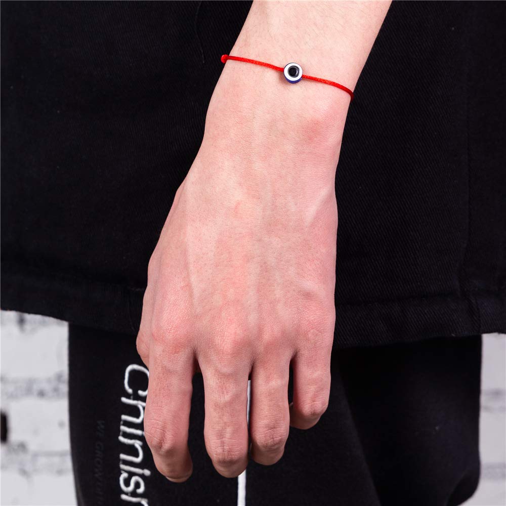 kelistom 8 Pieces Evil Eye Red Kabbalah String Bracelets for Women Men Boys Girls Protection Amulet Storage Gift Bag with Long Tassels (A:HS022-8)