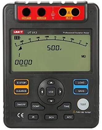 UNI-T UT513 Digital Insulation Resistance Tester, 500V/1000V/2500V/5000V, Auto Range, Display Count: 9999