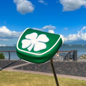 Barudan Golf Green White Shamrock Golf Headcover Head Covers Magnetic Mallet Putter Club Cover Protector Synthetic Leather Well Made for Odyssey 2ball Putters,Scotty Cameron,Tayormade,Ping