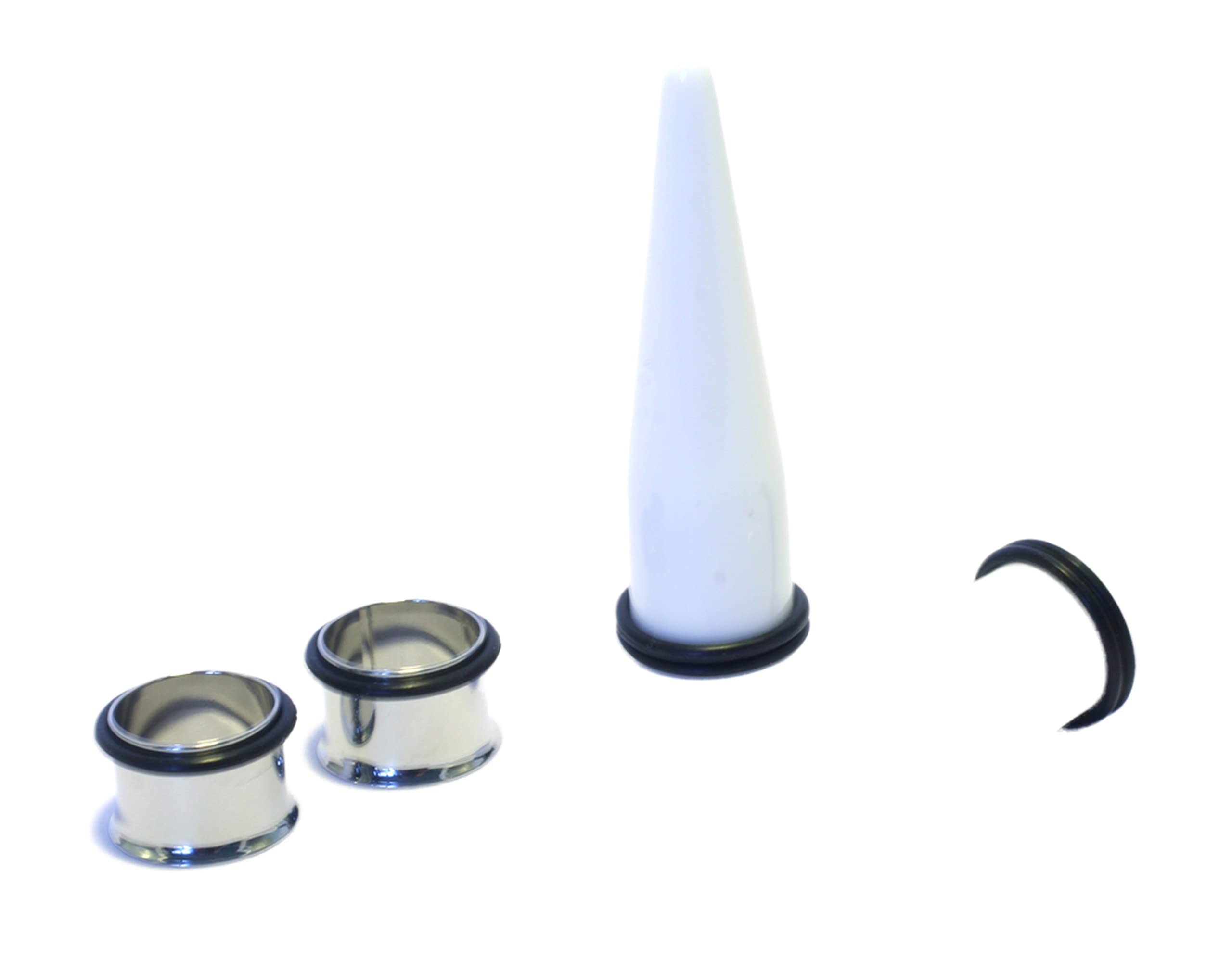 Zaya Body Jewelry 9/16" 14mm White Tapers and Steel Tunnels Ear Stretching Kit