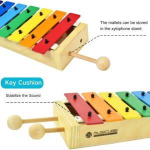 MUSICUBE Xylophone for Kids Wood Xylophone with Mallets Orff Music Instrument for Educational& Preschool Learning Baby Percussion Kit with Professional Tuning for Toddlers Gift Choice for Children age