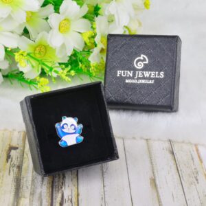 FUN JEWELS Cute Panda Bear Color Change Animal Mood Ring Gift for Boys Girls Size Adjustable