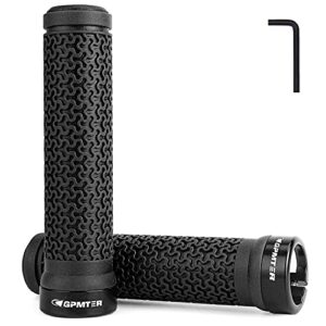 gpmter bike handlebar grips, single lock-on bicycle grips handle bar end holding locking for bmx, mountain, mtb, cruiser, folding bike, soft non-slip-rubber rubber hand grip black