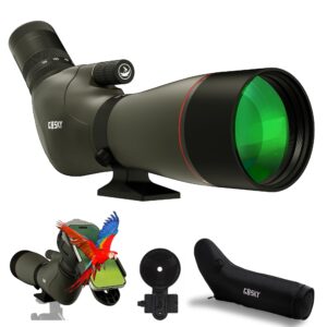 gosky hd 20-60x80 dual focusing spotting scope - waterproof hd optics zoom scope with with carrying case and smartphone adapter for hunting bird watching target shooting astronomy scenery-gray