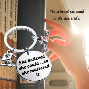 HOLLP She Believed She Could So She Mastered It Keyring Graduation Jewelry Inspirational Gift for Women Girl Sister Mother Friend (Keyring)