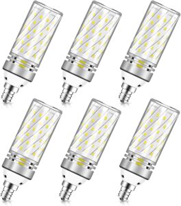 inshareplus e12 led bulbs, 16w candelabra light bulbs, daylight 6000k, 120w equivalent 1500lm, cri80+, e12 base led chandelier bulbs, non-dimmable led lamp, 6pack