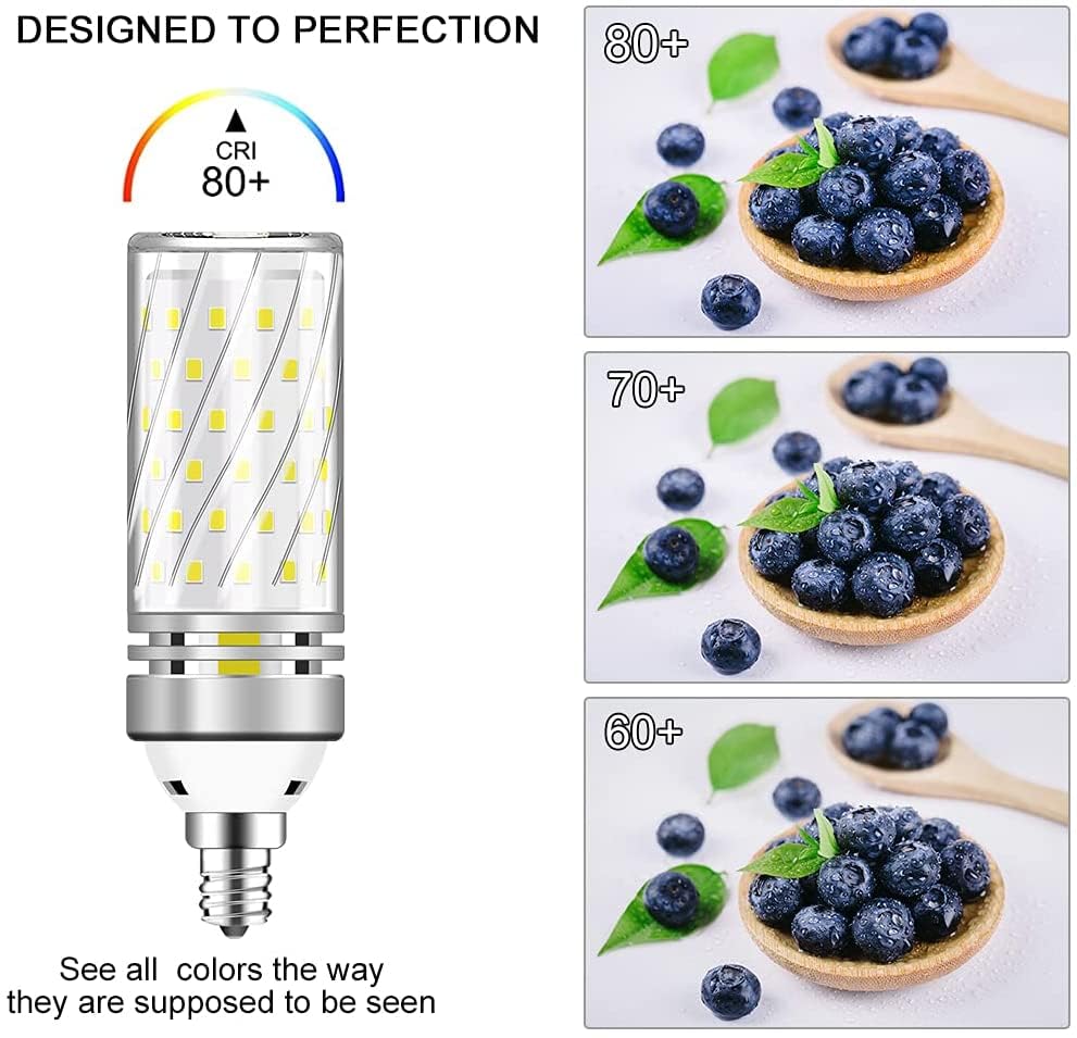 inShareplus E12 LED Bulbs, 16W Candelabra Light Bulbs, Daylight 6000K, 120W Equivalent 1500LM, CRI80+, E12 Base LED Chandelier Bulbs, Non-Dimmable LED Lamp, 6Pack