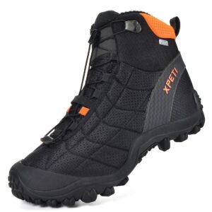 XPETI Winter Boots For Men Waterproof Insulated Outdoor Hiking Boots Men Black/Orange 11.5