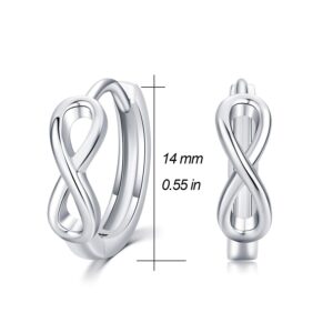 Infinity earrings, 925 Sterling Silver Infinity Hoop Earrings Huggie Earrings for Women Infinity Small Hoop Earrings for Women (Silver-B)