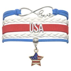 HCChanshi Usa Star Bracelet Jewelry Us Star Bracelet Jewelry Usa American Flag Bracelet Usa Gifts American Flag Usa Flag Gift (Royal Blue, White and Red)