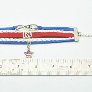 HCChanshi Usa Star Bracelet Jewelry Us Star Bracelet Jewelry Usa American Flag Bracelet Usa Gifts American Flag Usa Flag Gift (Royal Blue, White and Red)