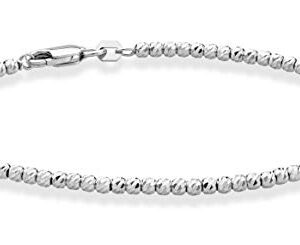 Miabella 925 Sterling Silver or 18Kt Yellow Gold Over Silver Diamond-Cut 2.5mm Bead Ball Chain Bracelet for Women, Made in Italy (sterling-silver, Length 6.5 Inches (X-Small))