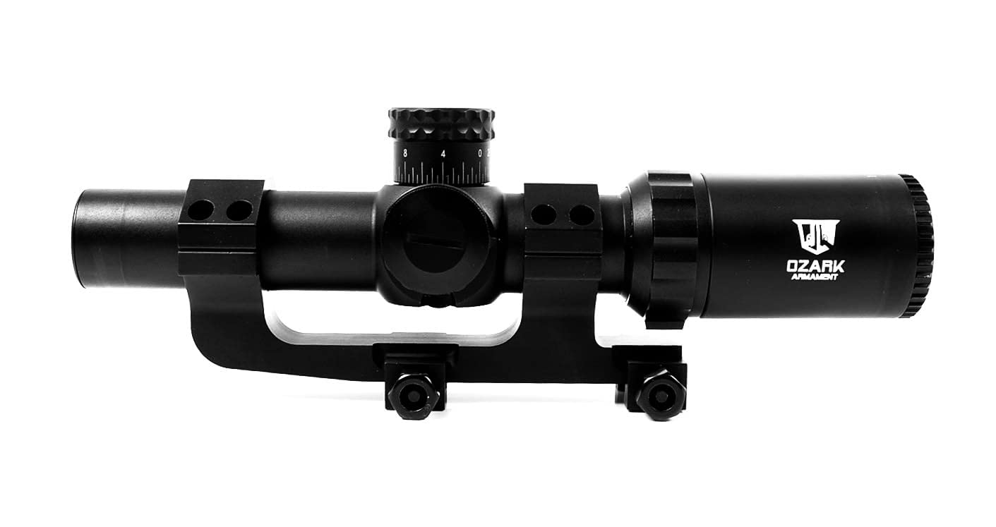 OZARK ARMAMENT LPVO 1-6X Scope - Military-Grade Optics with Illuminated Mil Dot Reticle and Cantilever Mount - Ideal for Tactical Operations and Versatility Between CQB & Long-Range Shooting