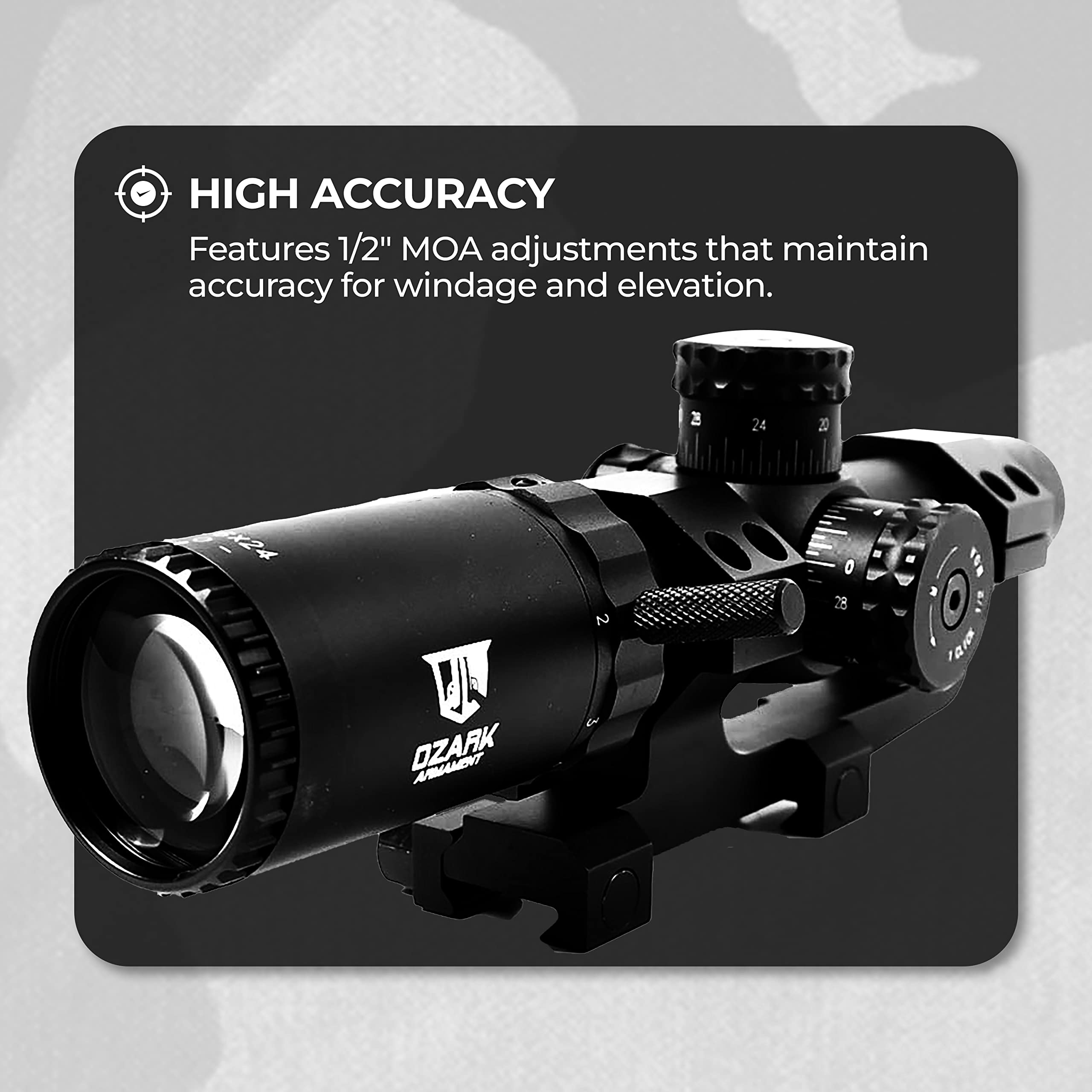 OZARK ARMAMENT LPVO 1-6X Scope - Military-Grade Optics with Illuminated Mil Dot Reticle and Cantilever Mount - Ideal for Tactical Operations and Versatility Between CQB & Long-Range Shooting