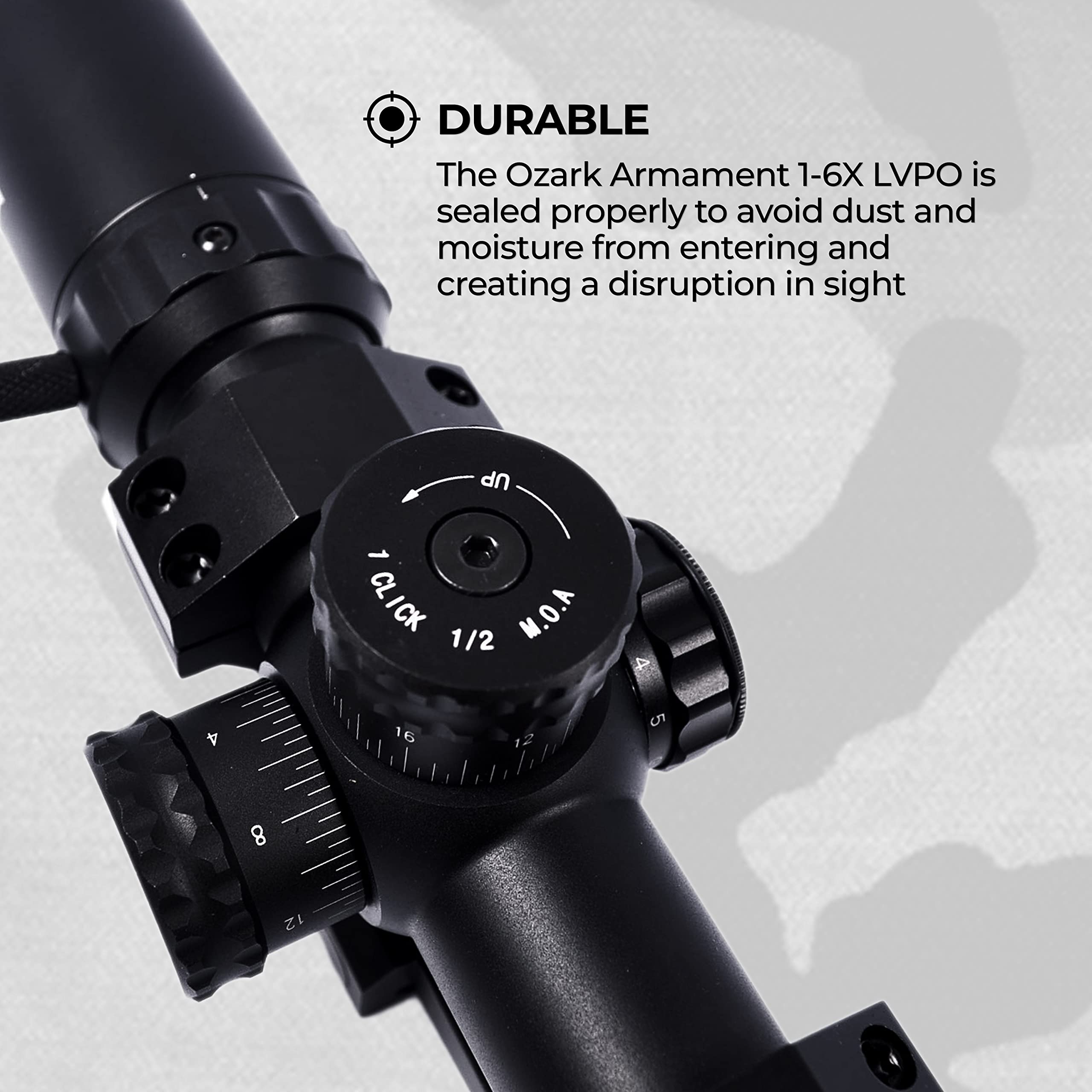 OZARK ARMAMENT LPVO 1-6X Scope - Military-Grade Optics with Illuminated Mil Dot Reticle and Cantilever Mount - Ideal for Tactical Operations and Versatility Between CQB & Long-Range Shooting