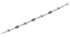 harley-davidson womens bling barb wire chain bracelet, sterling silver hdb0433-7