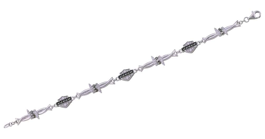 Harley-Davidson Womens Bling Barb Wire Chain Bracelet, Sterling Silver HDB0433-7