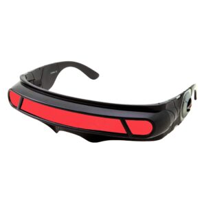 grinderpunch futuristic space alien costume sunglasses cyclops shield party mirror mono lens (black - red lens)