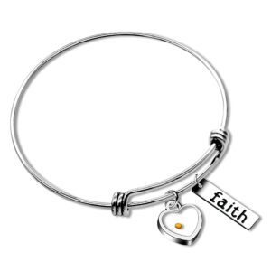 uloveido christian faith extendable bracelet bangle, stainless steel, mustard seed bracelets, christian inspirational gifts 2.5inch