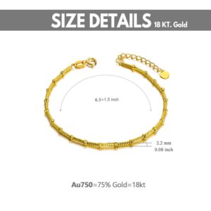 SISGEM Solid 18K Gold Bracelets mother's Day Gift for Women, Real Gold Adjustable Italian Chain Bracelets Jewelry Gifts for Wife, Mom, Girlfriend, 6.5"- 7.5"