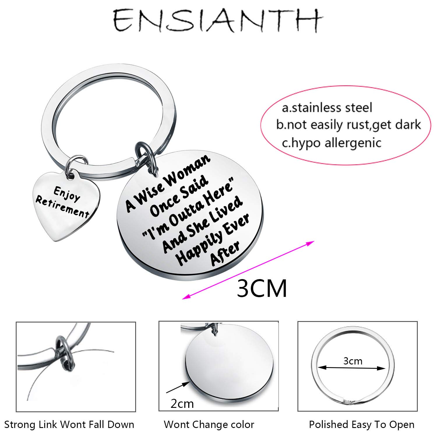 ENSIANTH Enjoy Retirement Keychain Funny Job Work Retiree Keychain Coworker Leaving Gifts Going Away Gifts (Enjoy Retirement Key)