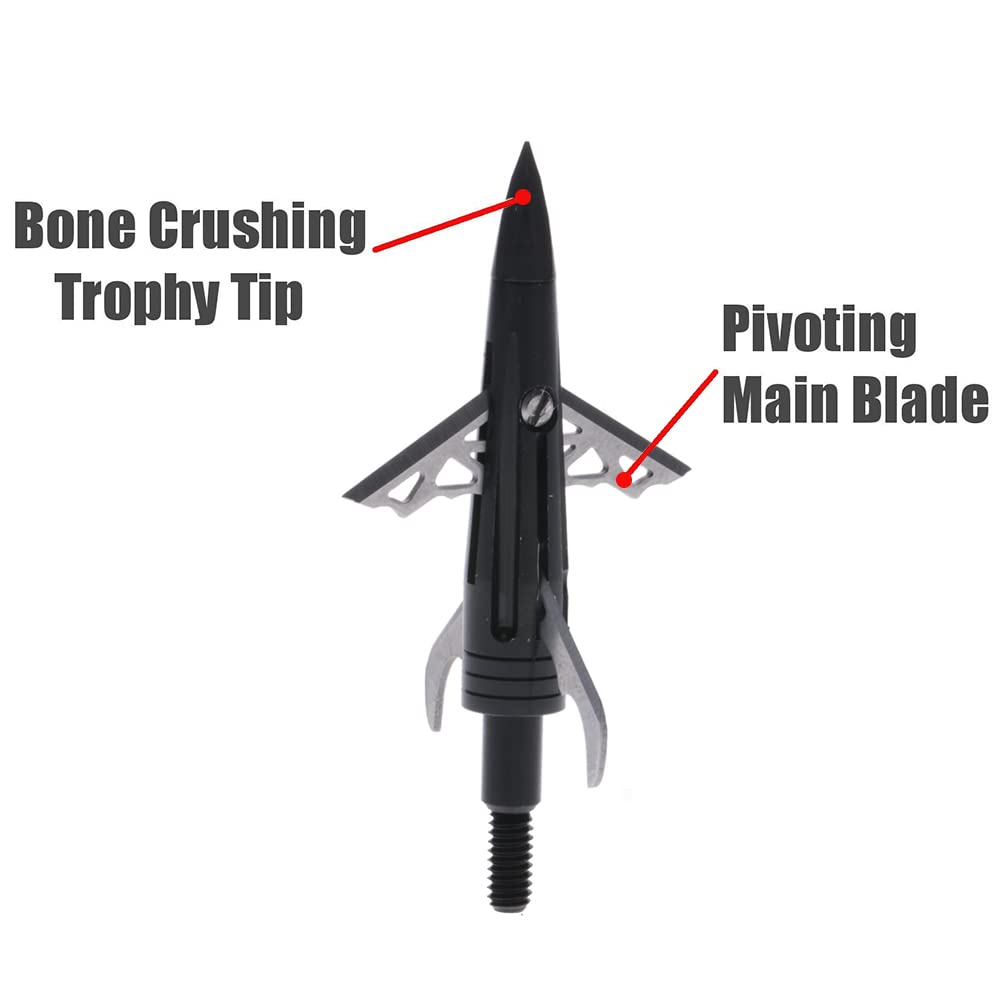 New Archery Products NAP DK4 Hunting Crossbow Spitfire Hybrid Mechanical 1 3/8" Cutting Diameter Broadhead 3 Pieces Pack, 100 grain