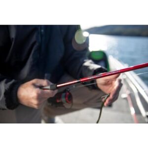 Ugly Stik 6’6” Carbon Spinning Rod, One Piece Spinning Rod, 6-12lb Line Rating, Medium Rod Power, Fast Action, 1/8-1/2 oz. Lure Rating,Red/Black