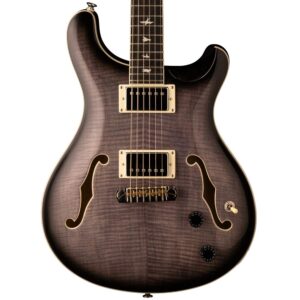 prs guitars 6 string se hollowbody ii charcoal burst with case, right (105536:ca)