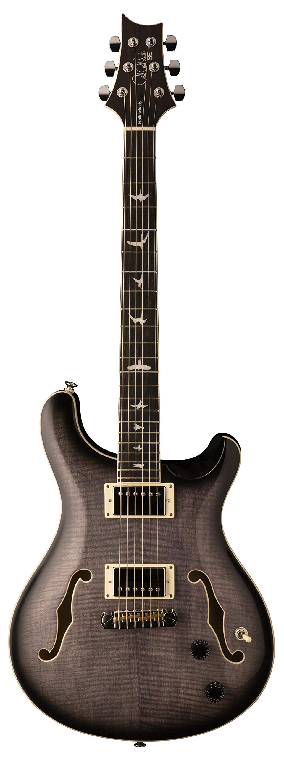 PRS Guitars 6 String SE Hollowbody II Charcoal Burst with Case, Right (105536:CA)