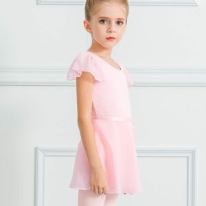 Stelle Ballet Leotards for Girls Dance Dress Outfit Combo with Skirt and Tights (Ballet Pink Ruffle Sleeve,100)