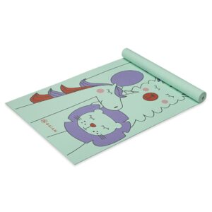 gaiam kids yoga mat exercise mat, yoga for kids with fun prints - playtime for babies, active & calm toddlers and young children, animal surprise, 3mm, 60" l x 24" w x 3mm thick