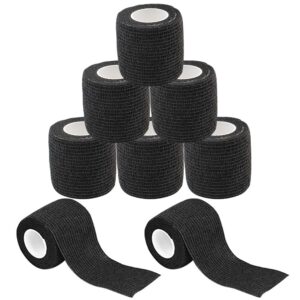 tattoo grip tape - yuelong 8pcs black cohesive tattoo grip wrap tape elastic bandage rolls self-adherent tape for tattoo machine grip tube accessories sports tape