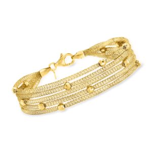 Ross-Simons Italian 18kt Gold Over Sterling Multi-Strand Mesh Bracelet. 8 inches