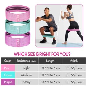 Resistance Bands, Fabric Workout Bands for Women & Men, Cloth Booty Resistance Loop Bands, Non-Slip Thick Squat Bands for Butt, Legs, Thigh, Hip and Glute Excersing, Home Fitness, Pilates, Yoga