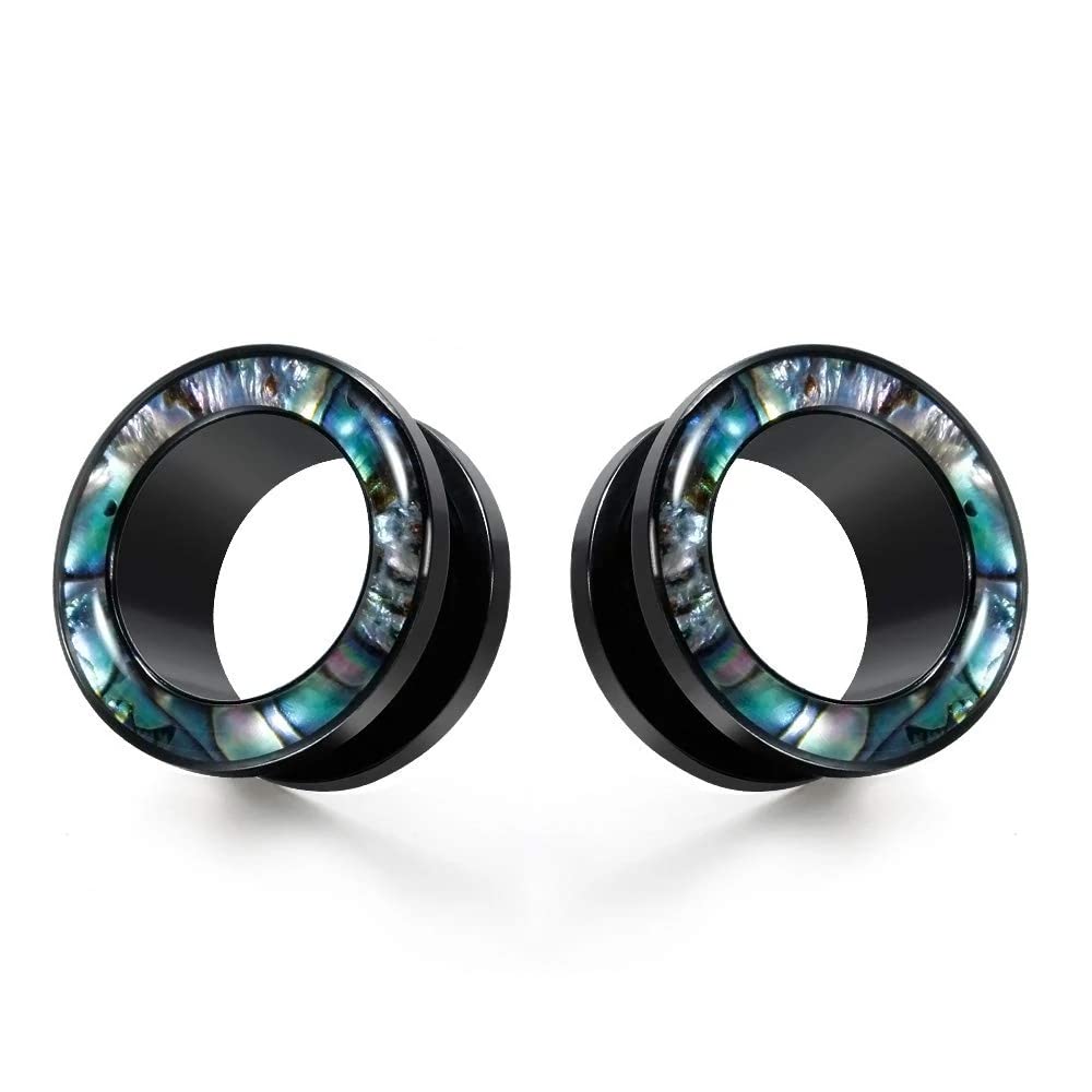 KUBOOZ Gauges For Ears, Surgical Steel Plugs, Flesh Stretchers Earrings, Size 2g to 1 Inch Black Screw Tunnels Piercing.