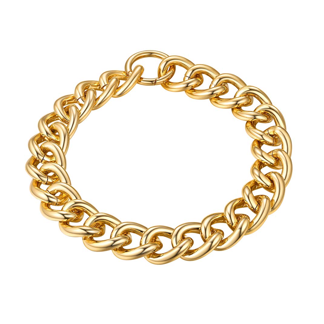 GOLDCHIC JEWELRY Oversized Chain for Women, 23mm Punk Chunky Chainlink Choker Necklace, Gold Cuban Link 20'' Choker for Wife